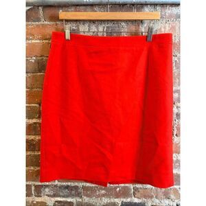 • J.Crew• The Pencil Skirt • Red Wool Blend Shell with Lining Short Knee Pencil